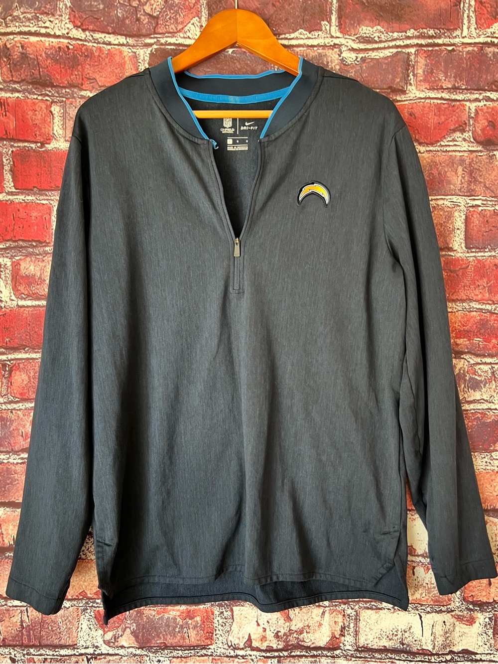 Nike Team Issued San Diego Chargers NFL Dri-FIT 1/4 Zip Pullover Large Navy
